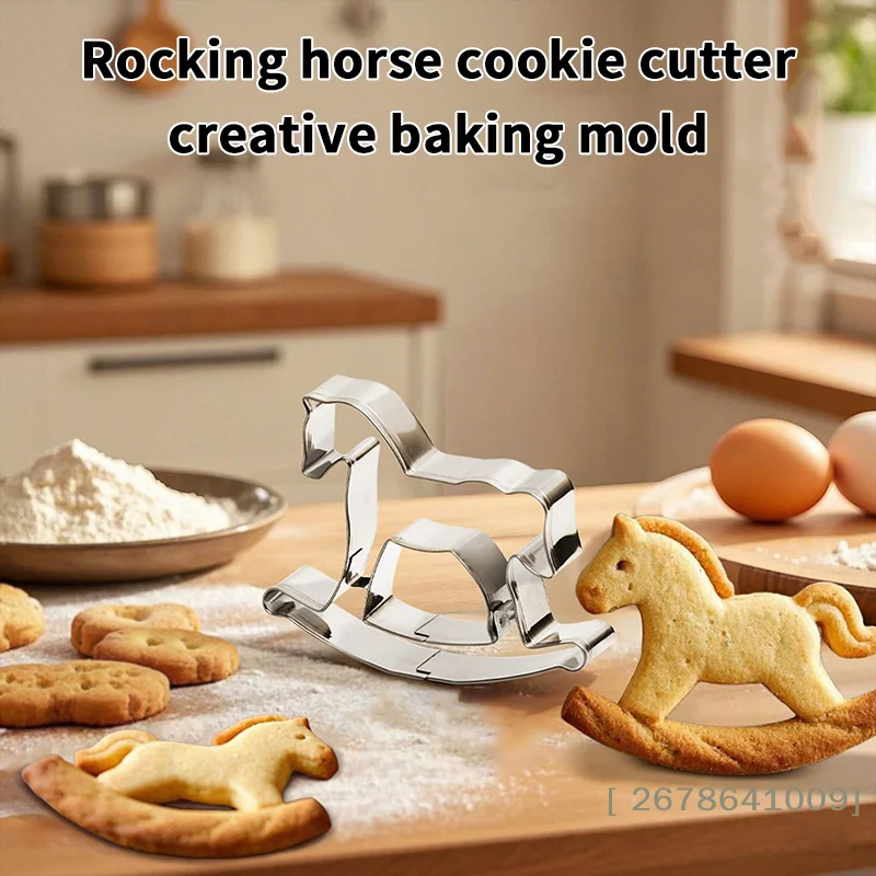 ⚑Rocking Horse Shaped Stainless Steel Cookie Cutter, Cute Animal Biscuit Mold for DIY Baking Fondant Pastry