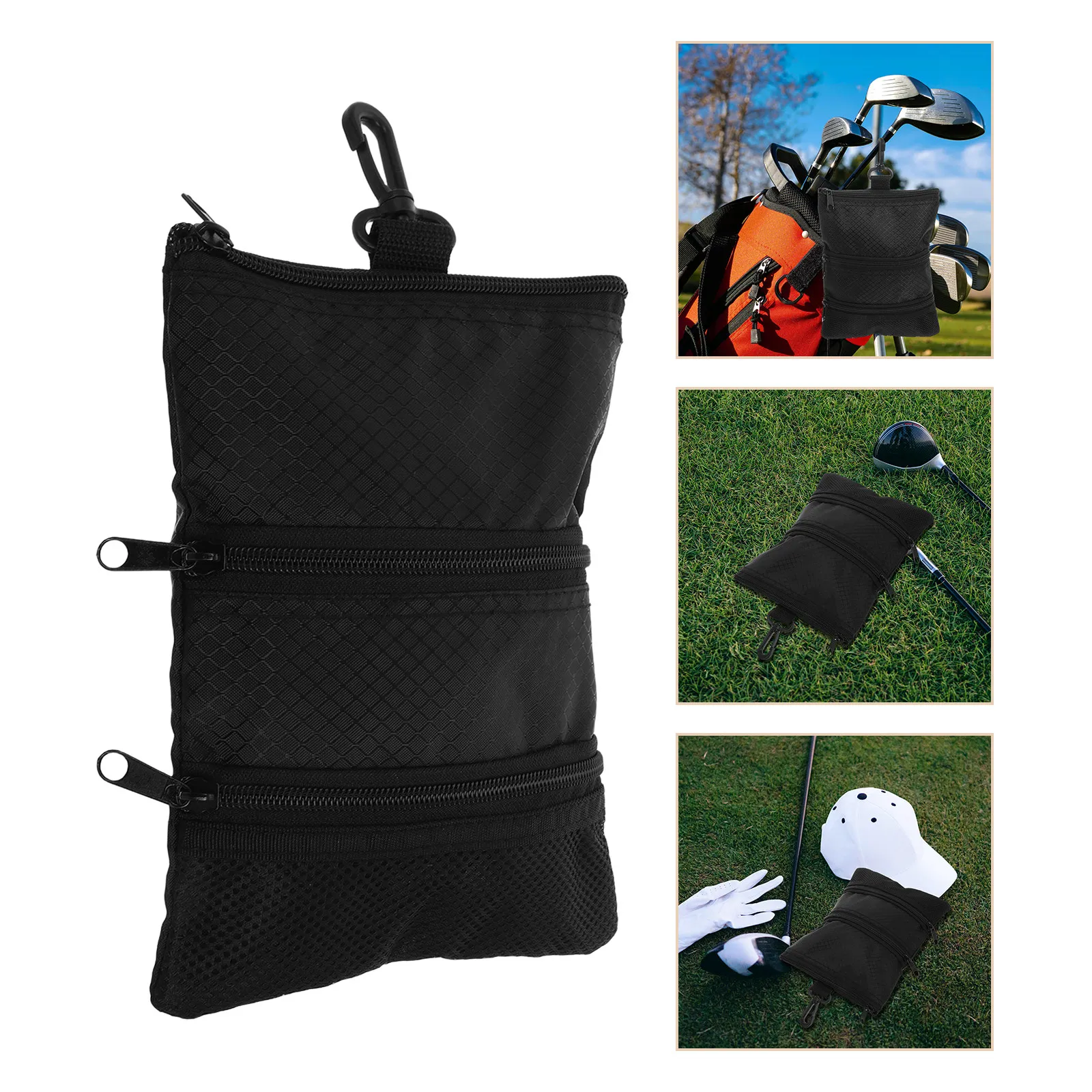 Portable Golf Ball Bag – Durable Nylon Multi-Pocket Organizer for Golf Accessories, Shoes & Gym Storage