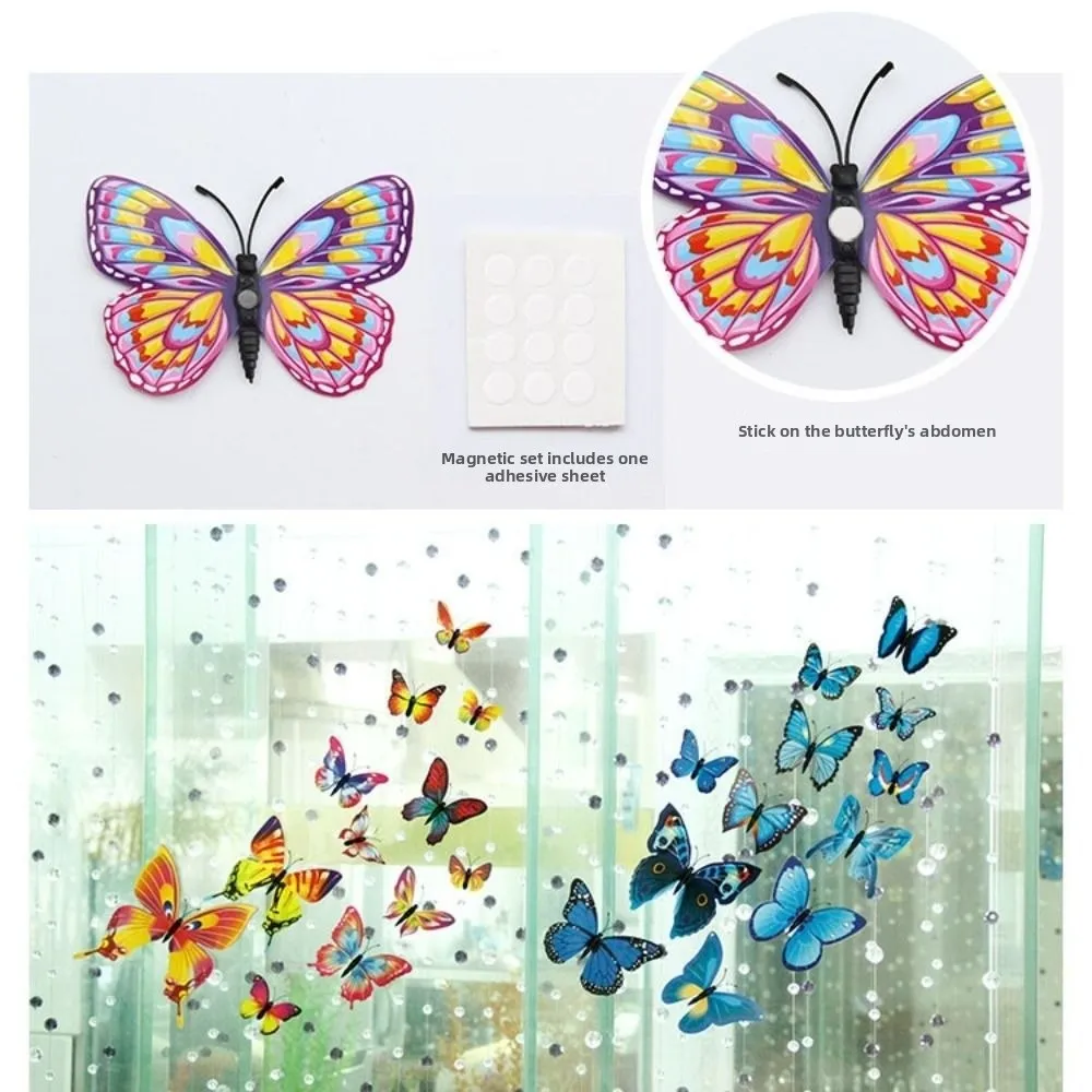 PVC Material Luminous Butterfly Decals 3D Design Double-layer 3D Butterfly Stickers Glow-in-the-dark Simulated