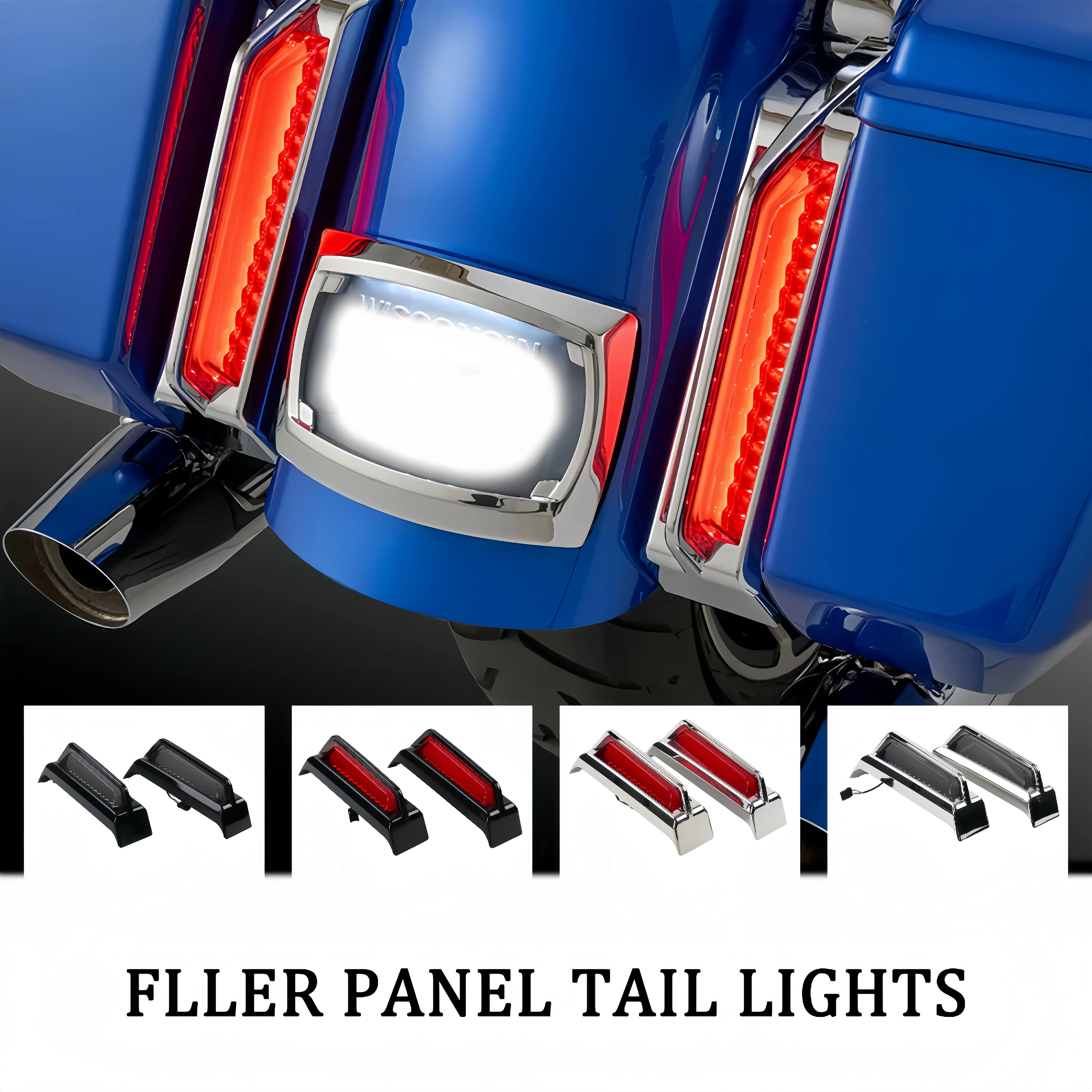 For Harley Touring CVO Road Street Glide 23.6 Motorcycle Rear Fender Saddlebag Filler LED DOT Light Turn Signals Run Brake Lamp