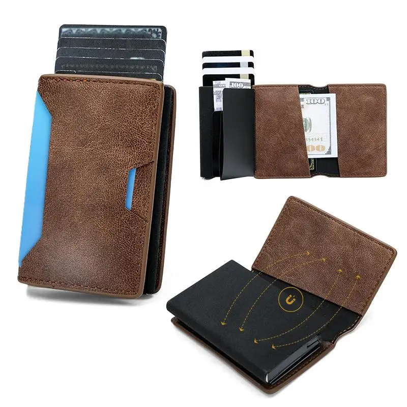 Tarjetero magnético antirrobo RFID, billetera minimalista para hombres y mujeres, tarjetero, bolsa de protección para tarjetas de crédito
