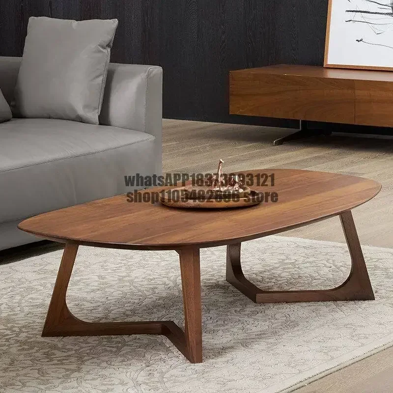 Black walnut coffee table simple modern living room tea table oval low table