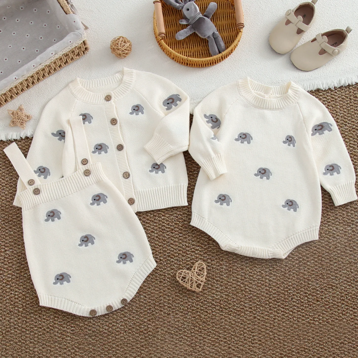 0-3T Newborn Kid Baby Sweater Boy Girl Knit Romper Winter Clothes Long Sleeve Bodysuit Cute Sweet Knitwear Outfit