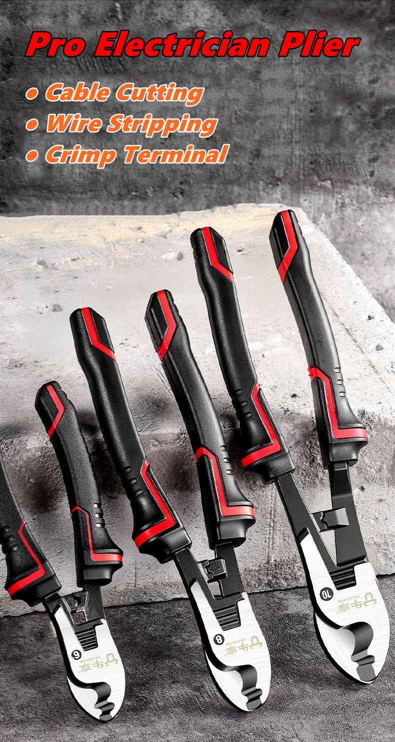 6/8/10 Inch Pliers Cable Wire Bolt Cutters Stripping Breaker Cutting Crimping Professional Electrician Pliers Stripper Tools