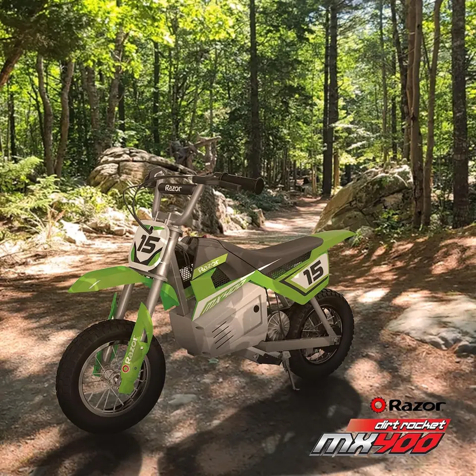 Razor MX400 Dirt Rocket Electric Bike for Kids Ages 8+, 140 Pounds Max Weight, Green – 24-Volt Battery, up to 14, Customized image 5