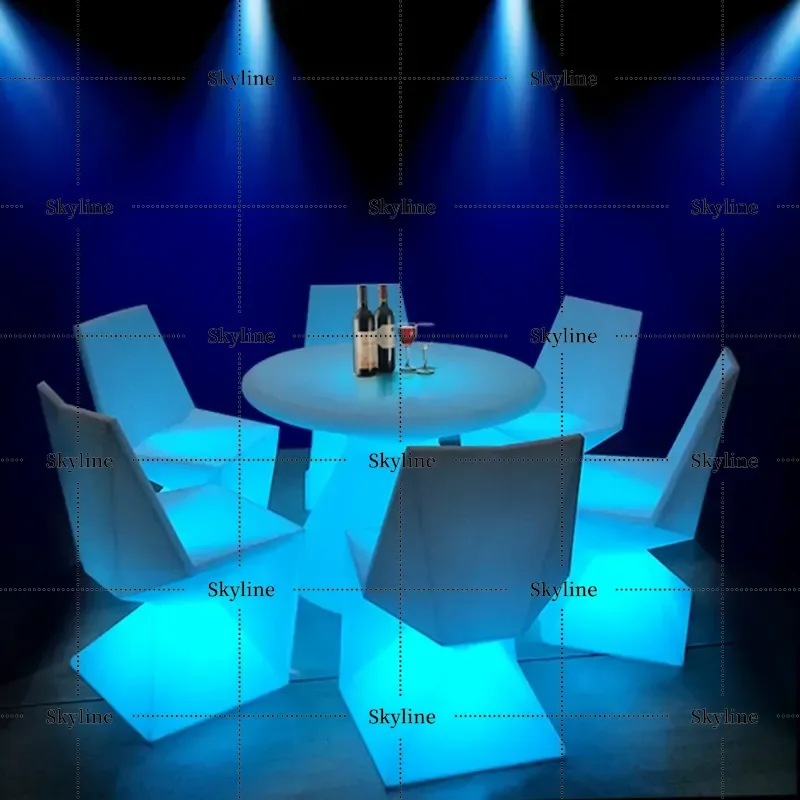 for LED Luminous Bar Table and Chairs Waterproof Light Up Furniture Bar Counter Back Chair Dining Coffee Table Stool