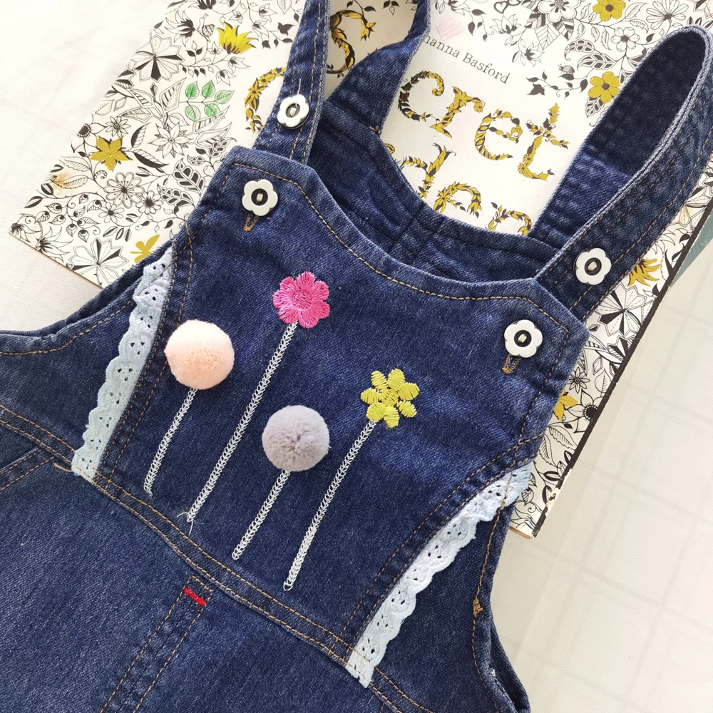 IENENS Baby Girls Overalls Kids Trousers Denim Dungarees Embroidery Butterfly Pants Toddler Infant  Jumpsuit 0-4 Years Clothes