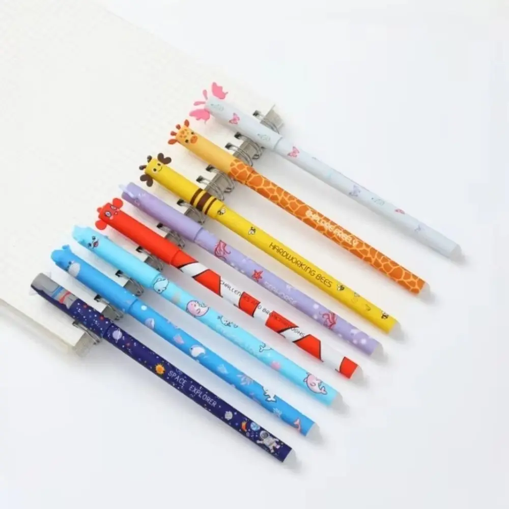 8pcs/Set New Animal Series Erasable Pen 8 Colors 0.7mm Tip Ballpoint Pen Writing Tool Neutral Pen Note-Taking