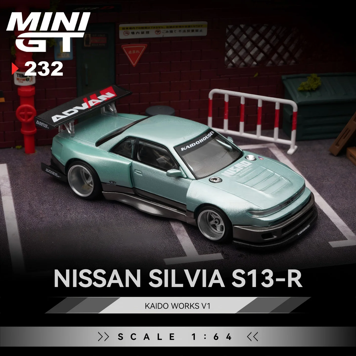 

Kaido House + MINIGT Nissan Silvia S13-R KAIDO WORKS V1 KHMG232-CH Car Alloy Toys Diecast Metal Model for Children