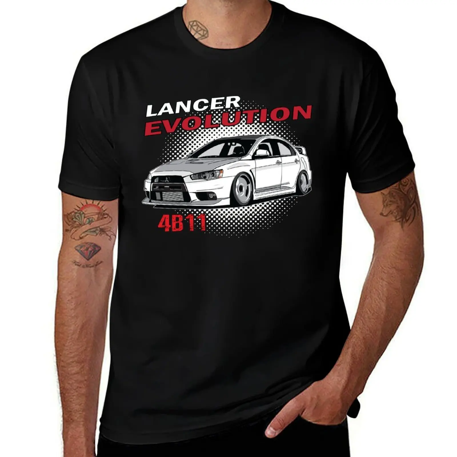 Lancer Evolution X - White T-Shirt Casual Fashion Short Sleeve Cotton T-Shirt