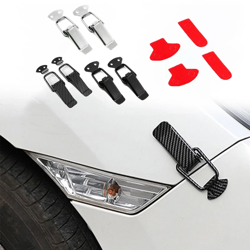 Universal Cars Accessaries 2Pcs Fastener Clip Alloy Mount Hood Pin Bonnet Lock Kit Tunning Lock Kit Down Hood Lock Latch Pins