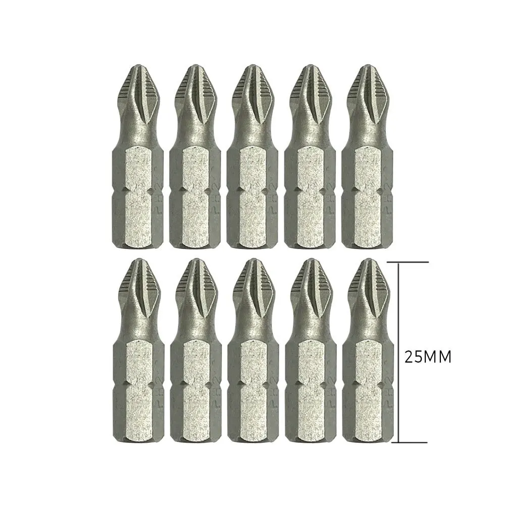 10pcs 25mm PH2 Magnetic Screwdriver Bits Phillips Screwdriver Drill Heads 1/4 Hex Shank