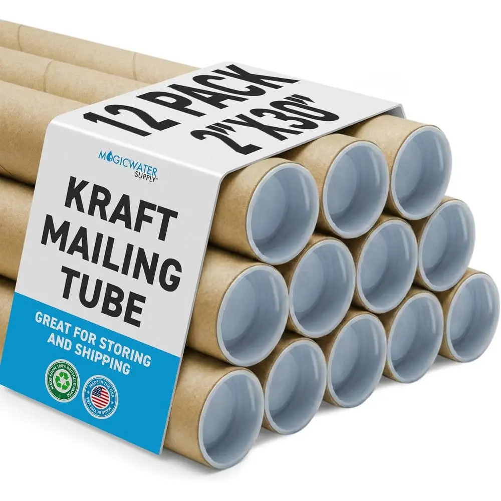

Тубус для почтовых отправлений - 2 дюйма x 30 дюймов - Krat - упаковка 12 штук - для доставки и хранения плакатов, произведений искусства, поделок и документов