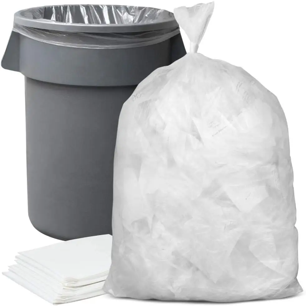 56 Gallon Trash Bags - Clear Heavy Duty Garbage Bags for Kitchen, Commercial & Garden Use, 43" x 48", 150 Count
