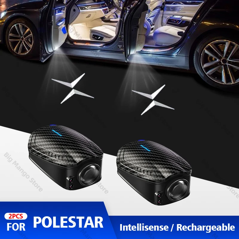 

Для POLESTAR 2 шт. USB перезаряжаемый логотип POLESTAR двери автомобиля HD светодиодные лампы проектор приветственные огни