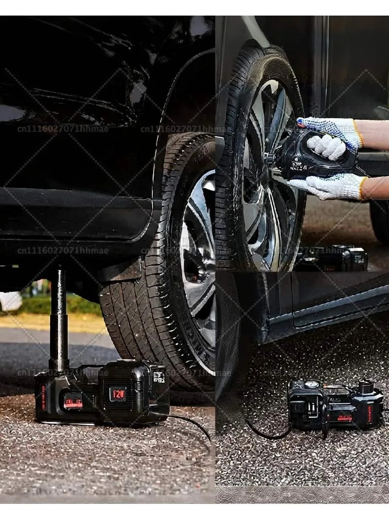5T Electric Car Jack Electric Scissor Jack 12V Tire Changer with Electric Impact Wrench & LED Light for Sedan, SUV, Truck