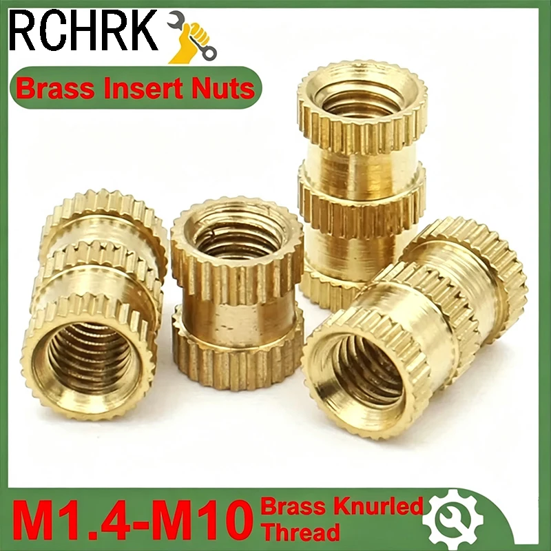 5-100pcs Brass insert nut M.4 M1.6 M2 M2.5 M3 M4 M5 M6 M8 M10 Injection Molding Brass Knurled Thread Inserts Nuts