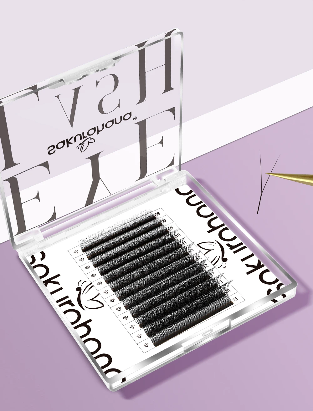 SAKURAHANA 2D YY Wimpern Doppelspitzen Vorgefertigte Volumenfächer Y-Form Künstliche Wimpern Leichte Wimpernverlängerungen Einzelspitzen 2D Y – Detail 2
