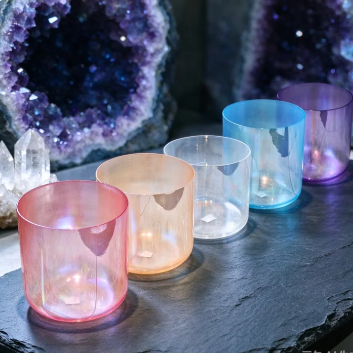 NEW 2026 Large 7-8.5 Inch Five Element Pearl Alchemy Crystal Singing Bowl Set for Chakra Meditation Sound Healing