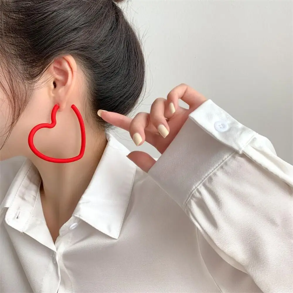 Simple Love Heart Hoop Earring Exaggerated Candy Colored Love Heart Big Hoops Geometric Fashion Personality Love Earrings Women