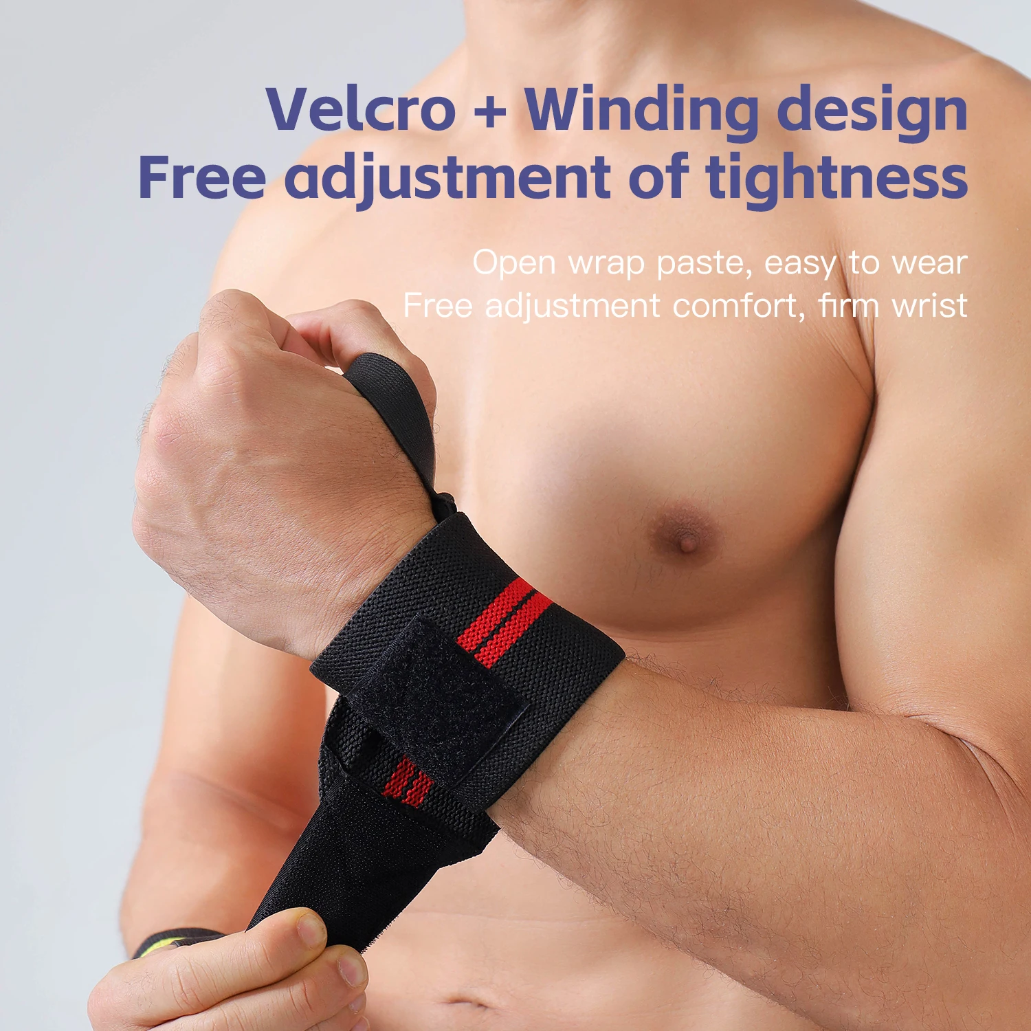 Fitness Wristband Wrapped Design With Adjustable Elasticity to Support and Stabilize The Wrist, Avoiding Wrist Injuries