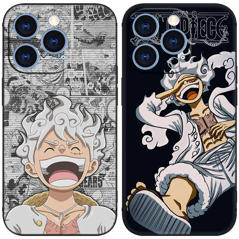 Anime Luffy gear 5 Black Phone Case For Apple iPhone 15 Pro Max 15 14 13 12 Pro Max Mini 11 Pro 7 8 Plus XR X XS SE 2020 2022