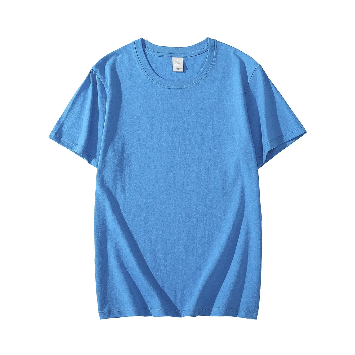 Y2k Summer 100% Cotton Light Blue Men T Shirt High-quality Choose 23 Color Man Tees Short Sleeve Loose New Tops Clothing S-5XL