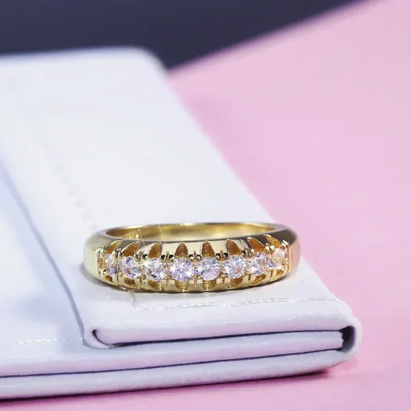 New High Quality Office Lady Accessories Rings Golden Color Halo Micro Paved Casual Style Female Jewel With Size 6-10 2026