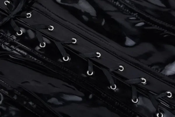 أسود جلدية المشدية الشرير نمط طويل الجذع الكورسيهات فستان الخصر التخسيس مثير المشدات overالصدر النساء الملابس حجم كبير S-6XL #5