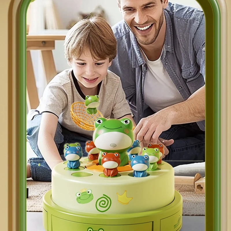 Elektryczna katapulta żaba, karuzela dla dzieci z muzyką i skacząca żaba, zabawka edukacyjna, interaktywna gra rodzic-dziecko, prezent dla dziecka.