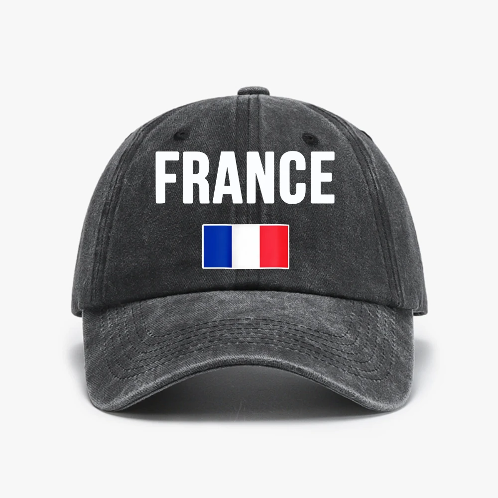 France French Flag Retro Washed Baseball Cap Fashion Adjustable man women Breathe Soft Top Hats