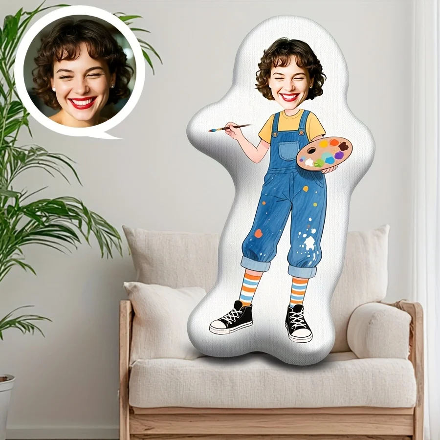 1pc DIY Creative Customized Fun Painter Pillow, Customizable for Family and Friends, Suitable for Home Sofa Decoration, Mixed Co