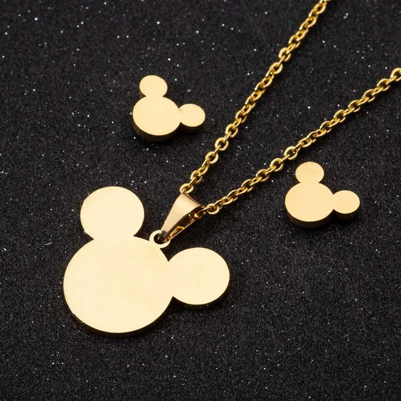 Disney Mickey Pendant Necklace Creative Fashion Stainless Steel Clavicle Chain Choker Necklace for Women Jewelry Wedding Party