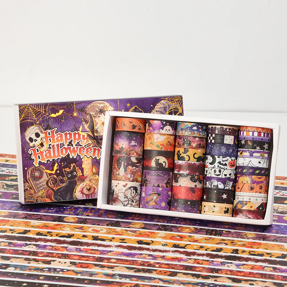 36 Rolls Halloween Masking Tape 2m Each Roll Spooky Fantasy Designs for DIY Crafts Journaling Scrapbooking Halloween Party Decor