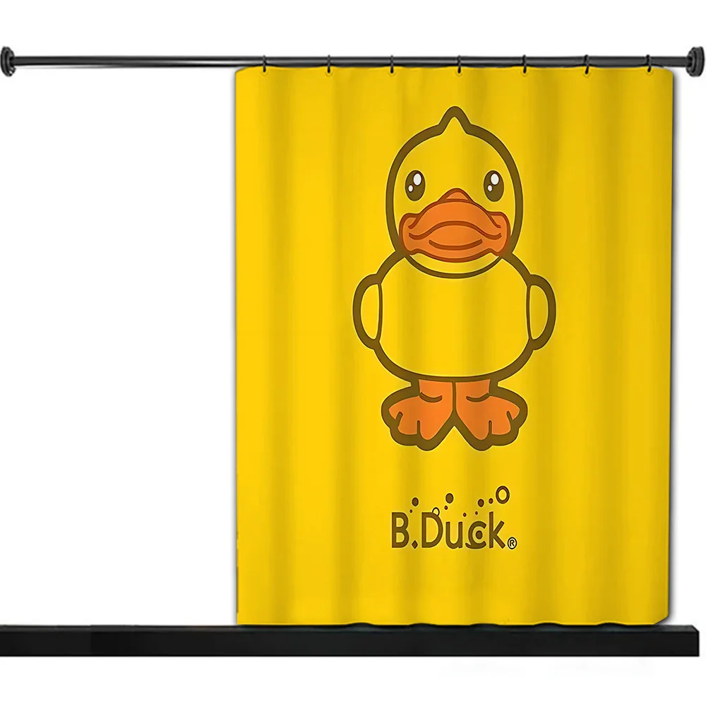 Little yellow duck cute animal Shower Curtain Waterproof Polyester Fabric Paint Bath Curtain Home Bathroom Decor Curtain Hook