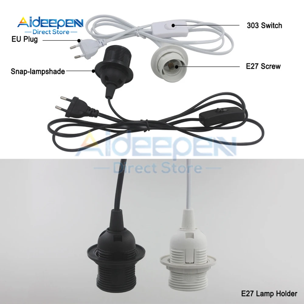 1.8M Line Length Lamp Holder Universal E27 Screw With Switch LED Bulb Socket Adapter Light Extension Power Cable Bulb Socket