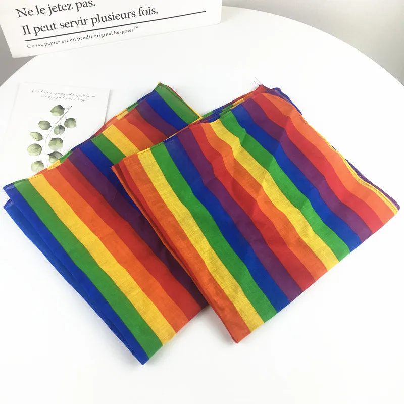 

Trendy Style Rainbow Pocket Square Scarf Bandana Headband Anime Square Scarf Wrap Cosplay Costume Accessories Polychrome ﻿