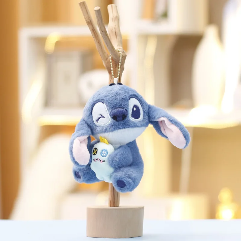 디즈니 스티치 봉제 인형, 귀여운 머리가 기울어진 스티치 봉제 인형, 사랑스러운 가방 참 열쇠고리, 생일/크리스마스 선물