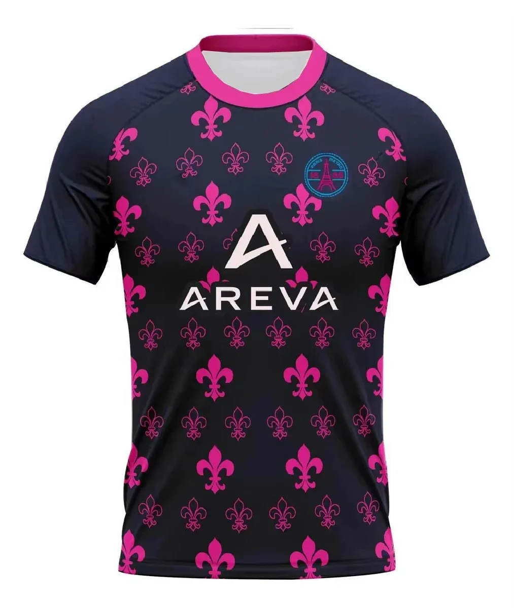 Men's Top Camiseta De Rugby Picton All Blacks Pluma Match Pink T-Shirt O-Neck Raglan Quick Drying Sports Top Outdoor Fitness Top