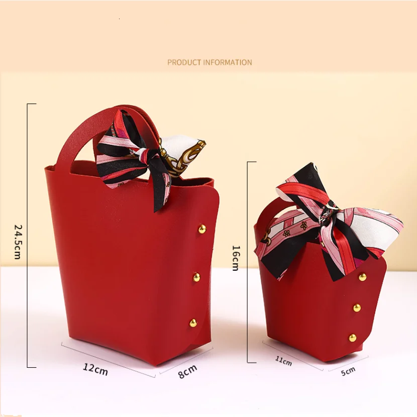 Rosa Leder Geschenk box kreative Handtasche Form Temperament kleine Geschenk box Baby Geschenk Party Weihnachten Candy Box Verpackung einkaufen