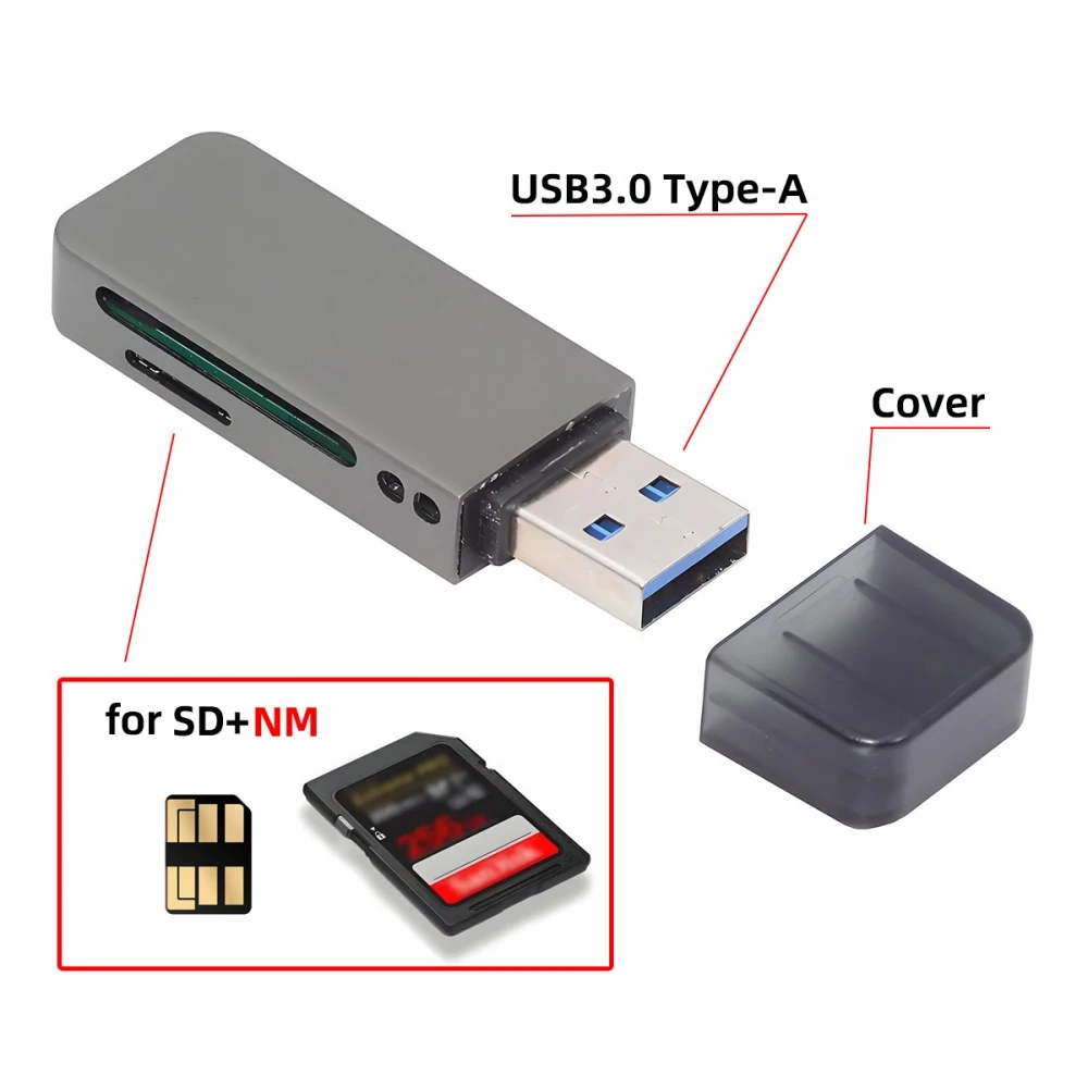 USB 3.0 к карты памяти Nano Устройство чтения карт памяти NM и SD-карт поддерживает одновременное использование карт NM и SD-карты для камеры и ноутбука USB 3.0 к карты памяти Nano Устройство чтения карт памяти NM и SD-карт поддерживает одновременное использование карт NM и SD-карты для камеры и ноутбука