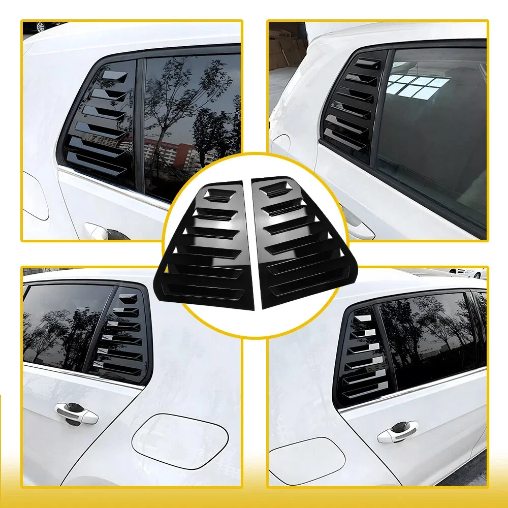 

2x Glossy Shutter Louver Window Trim For VW Golf MK7 MK7.5 GTI GTD Vent Cover