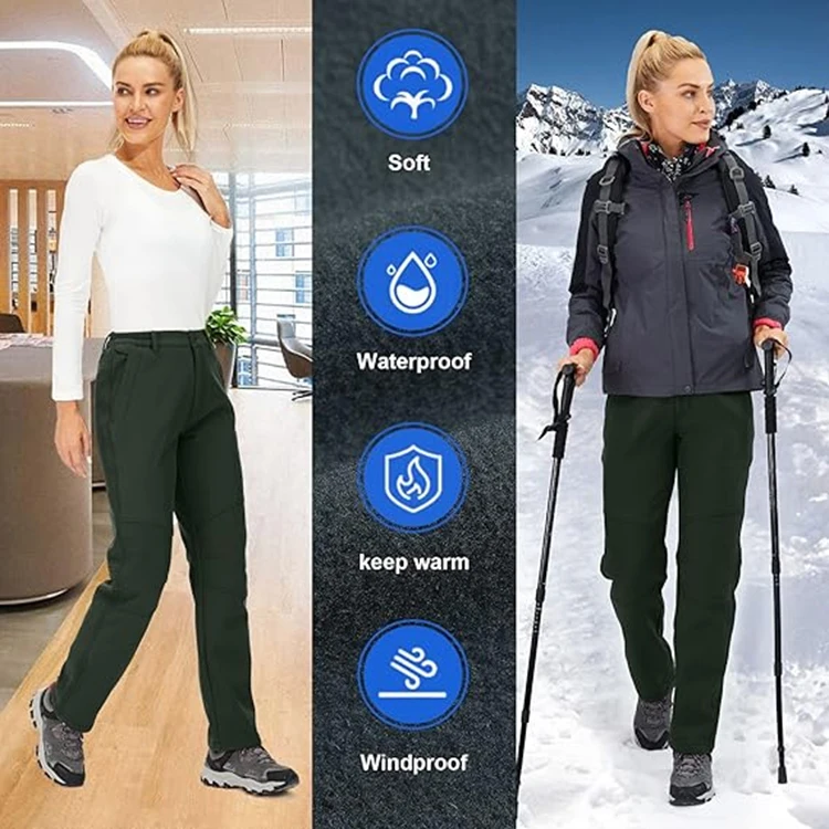 TRVLWEGO Winter-Damen-Camping-Wanderhose, Reise-Softshell, warm, wasserdicht, Fleece, winddicht, Outdoor-Trekking-Hose – Detail 7