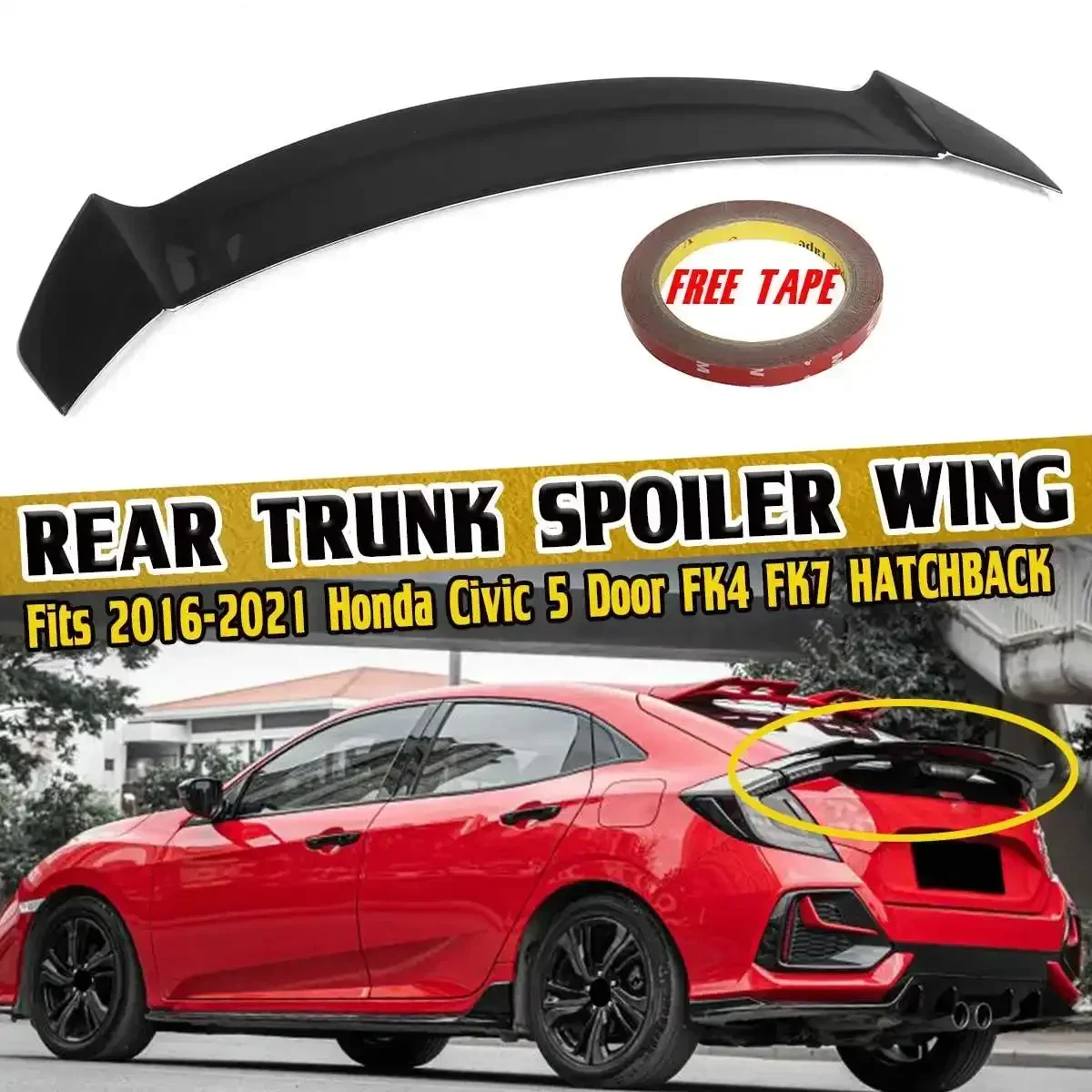 New Car Rear Trunk Boot Lip Spoiler For Honda For Civic 5 Door FK4 FK7 HATCHBACK 2016-2021 Rear Wing Spoiler 2007 2008 Body Kit