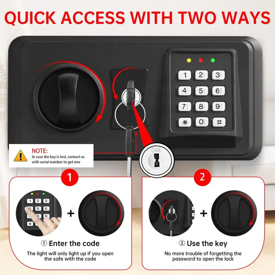 Cubic Large Fireproof Safes for Home Use, Digital Home Security Safe Box Fireproof Waterproof with Electronic Keypad and Spare K