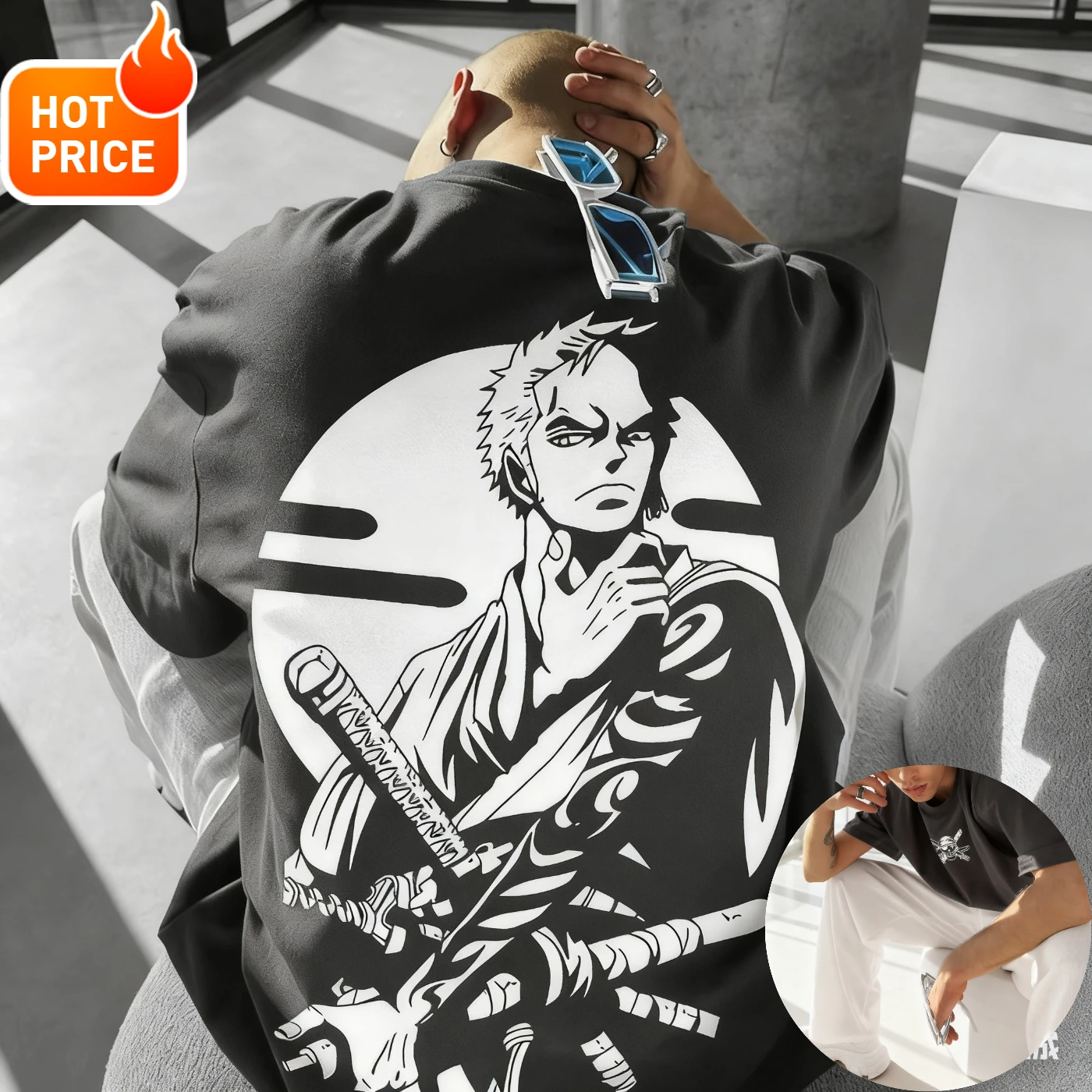 

2025 Zoro One Piece Oversized Summer T-Shirt Harajuku Men's Cotton Fitness Retro Streetwear Women's Short-Sleeve Casual Y2K Top