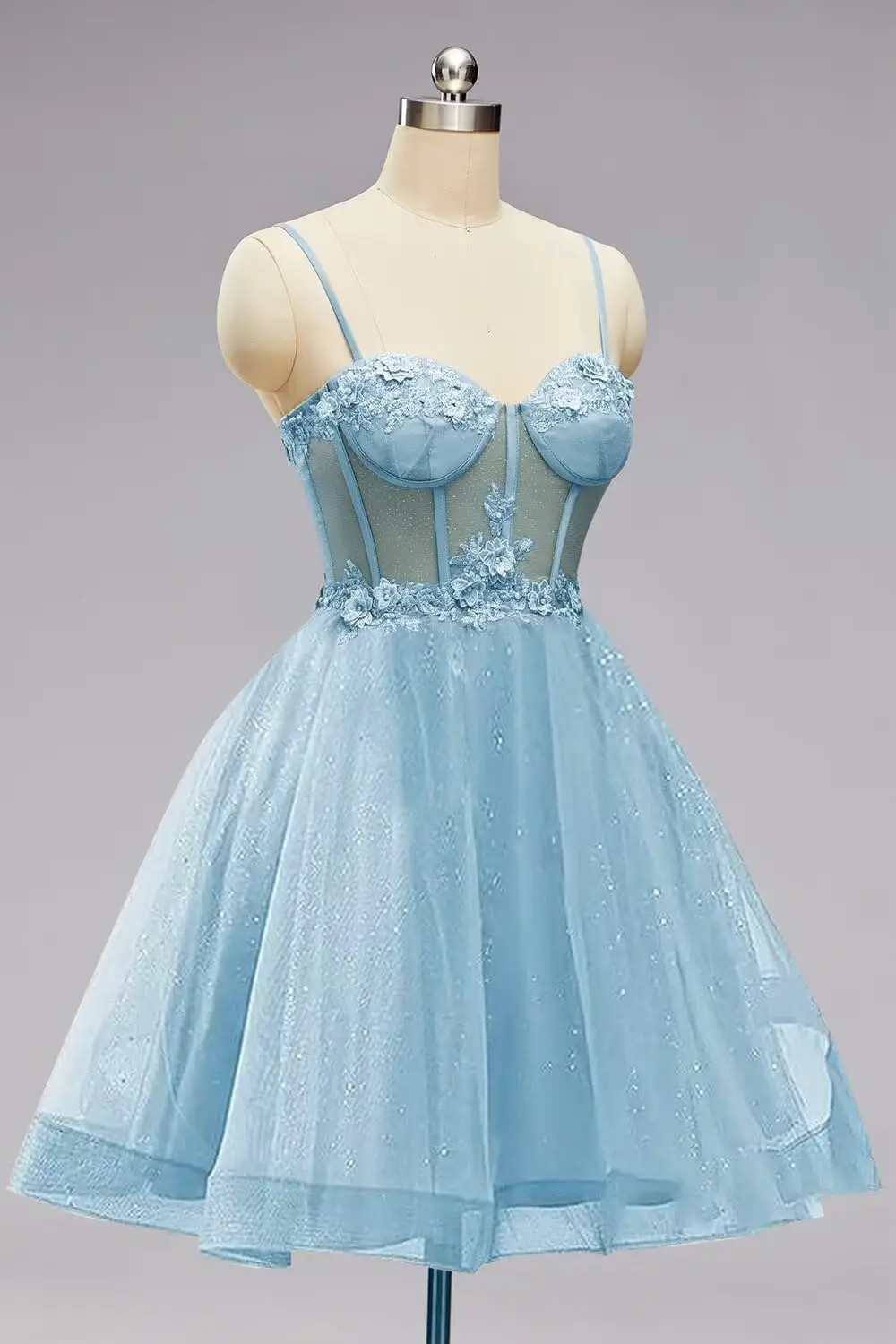 Glanzende chiffon terug naar schooljurk 3D bloemen korte baljurk A-lijn Quinceanera DAMA jurk, verjaardagsfeestje cocktail baljurk
