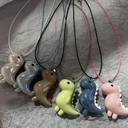 Sweet Cute Elephant Dinosaur Pendant Necklace for Women Men Fashion Rope Chain Necklace Vintage Y2K Jewelry Accessories