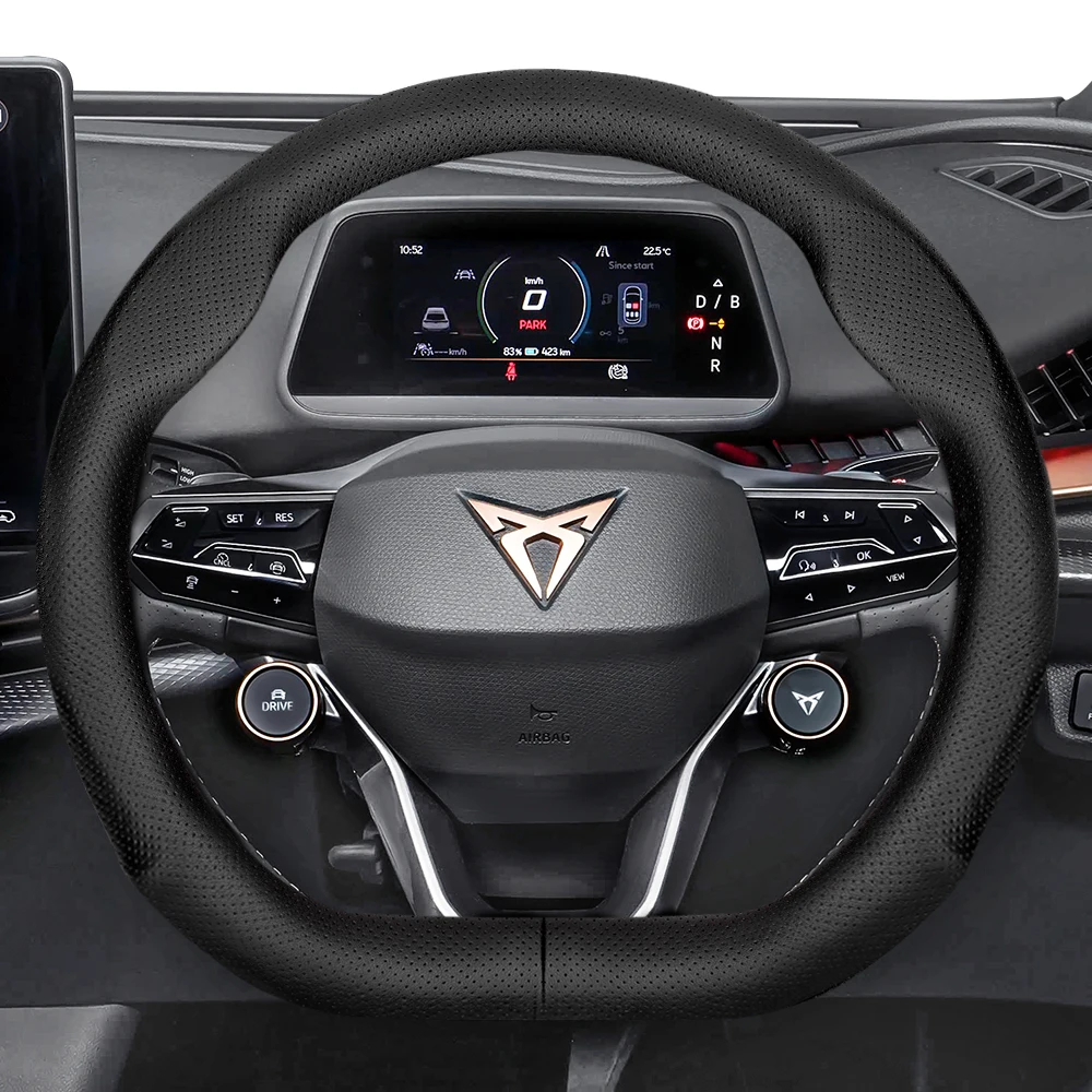Funda de Volante de Cuero Transpirable Ultrafina Compatible con Cupra Formentor, Leon Sportstourer, Born, Ateca, Tavascan, Terramar y Otros Modelos, Accesorios para Auto en Negro, Rojo y Marrón