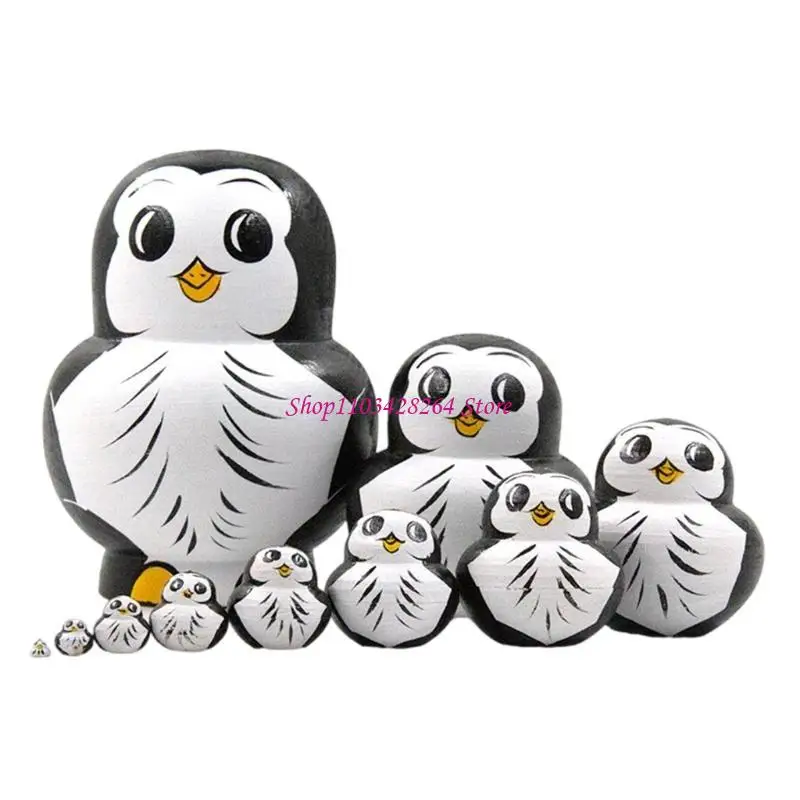 Ensemble poupées nidites russes Matryoshka 10 décores figurines en bois artisanal